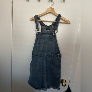 Denim overall shorts